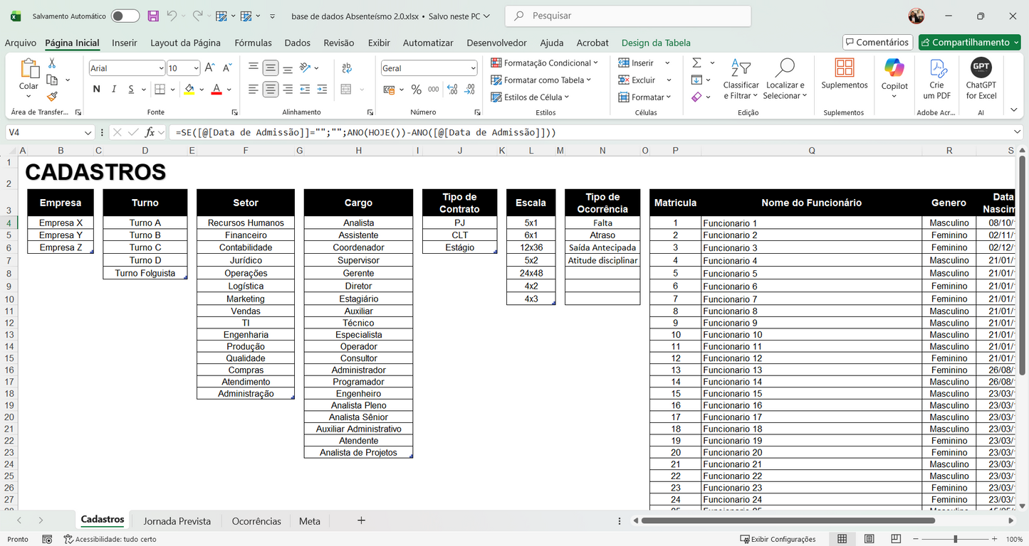 Dashboard Controle de Absenteísmo 2.1 (Power BI) — Template Profissional para RH