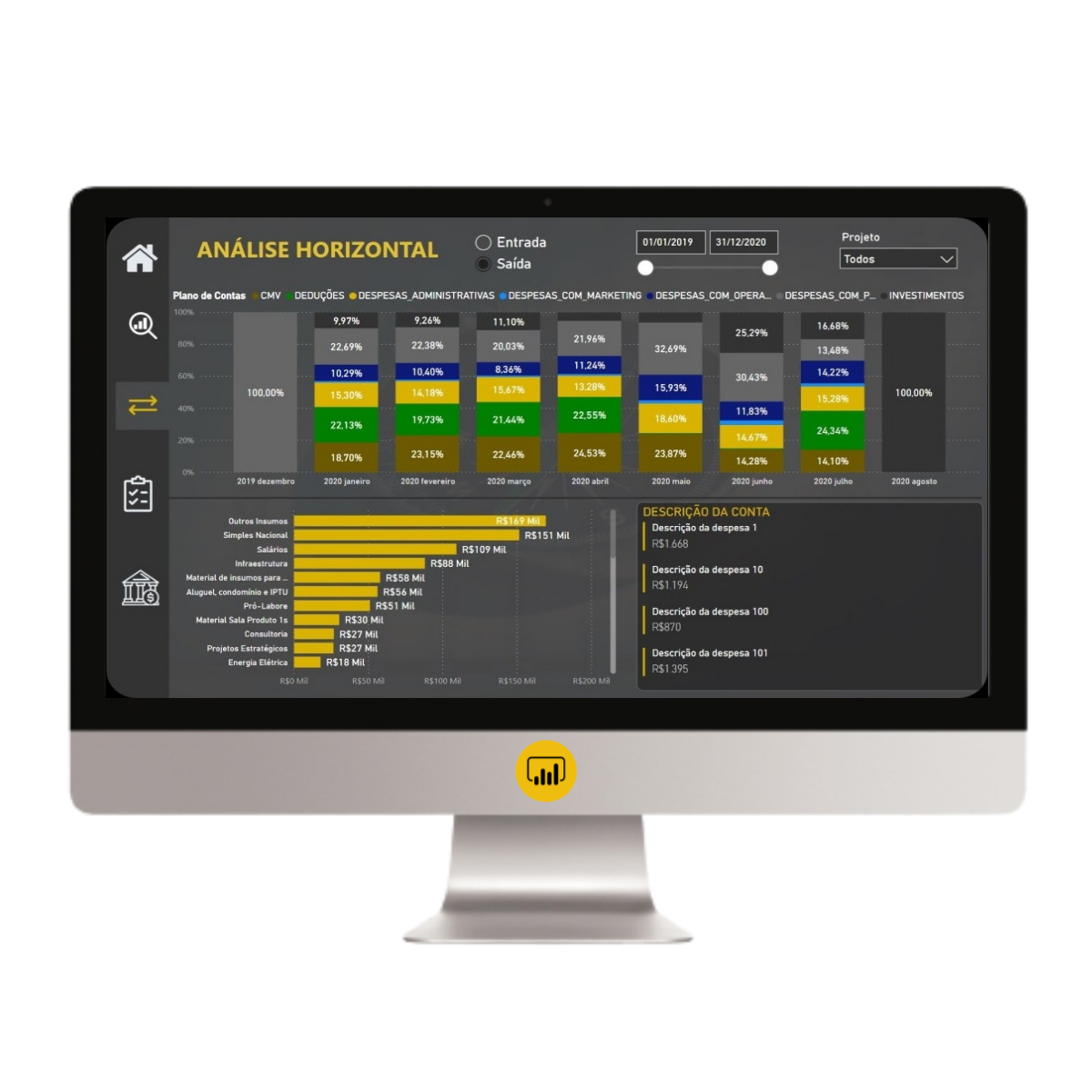 Dashboard Controle Financeiro com DRE 1.0 no Power BI