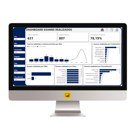 Dashboard Controle de Exames 1.0 no Power BI