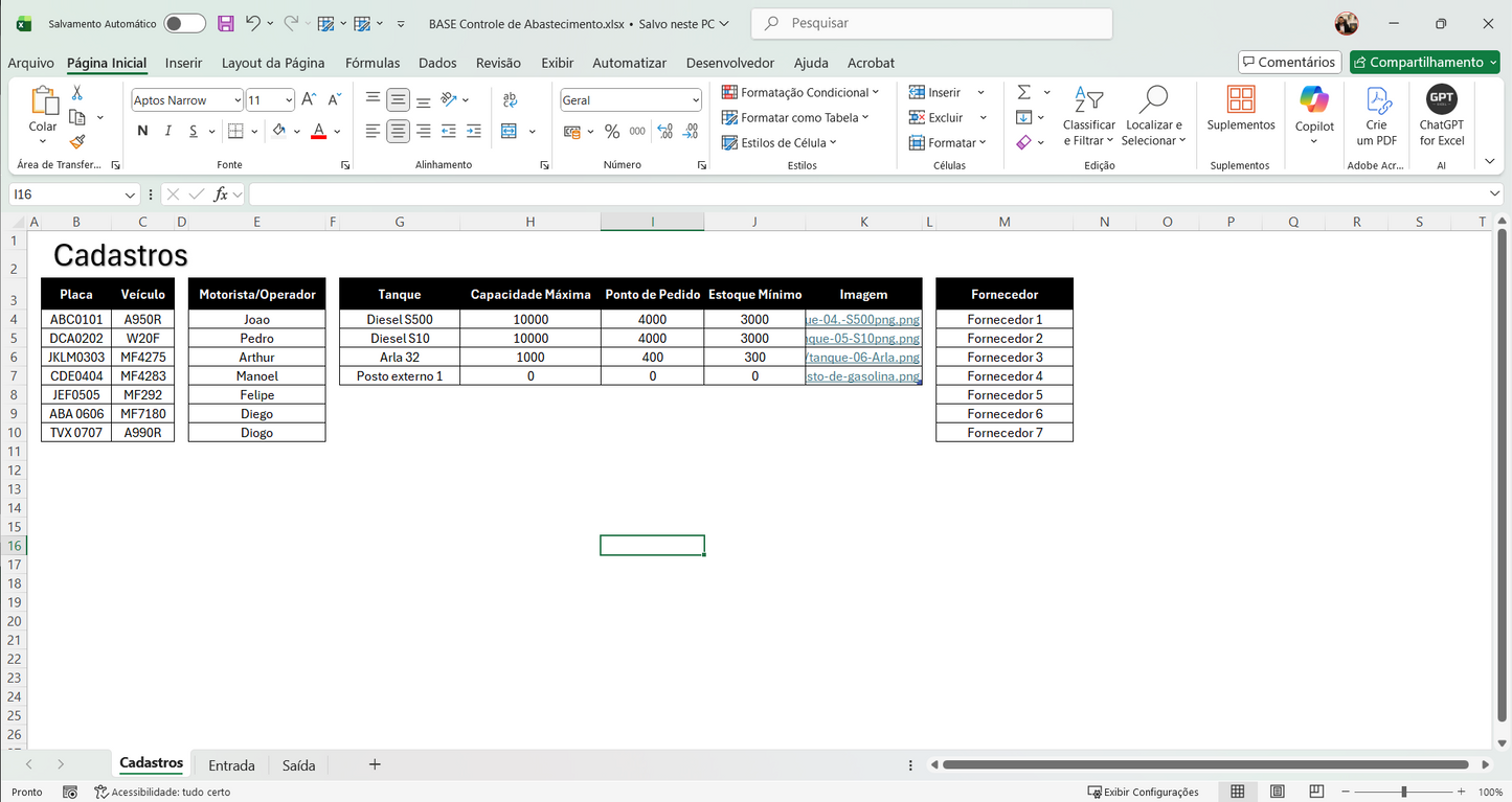 Dashboard Controle de Combustíveis 1.0 no Power BI