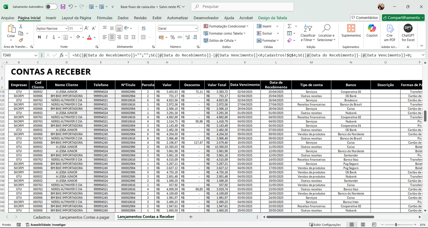 Dashboard Fluxo de Caixa 1.0 no Power BI
