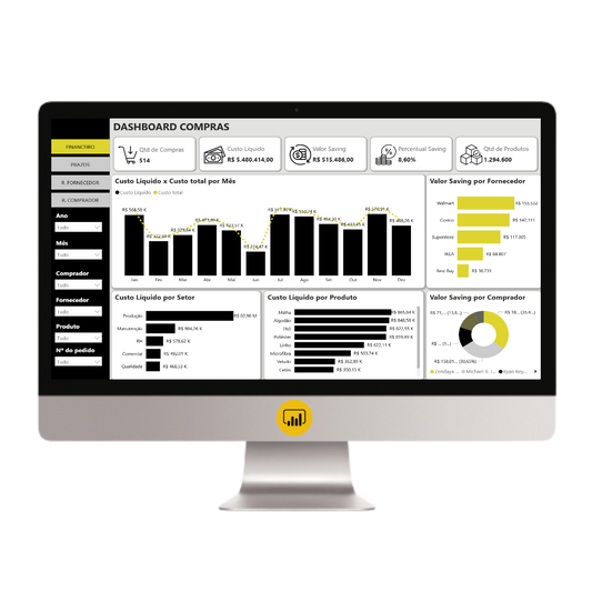 Dashboard Gestão de Compras 1.0 no Power BI