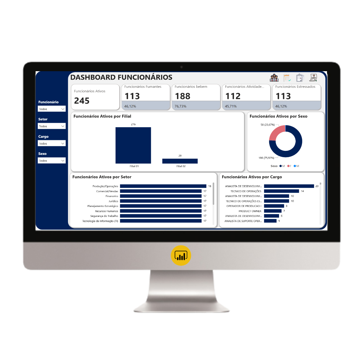 Dashboard Controle de Exames e Atestados 1.1 no Power BI – Gestão de Saúde Ocupacional Completa