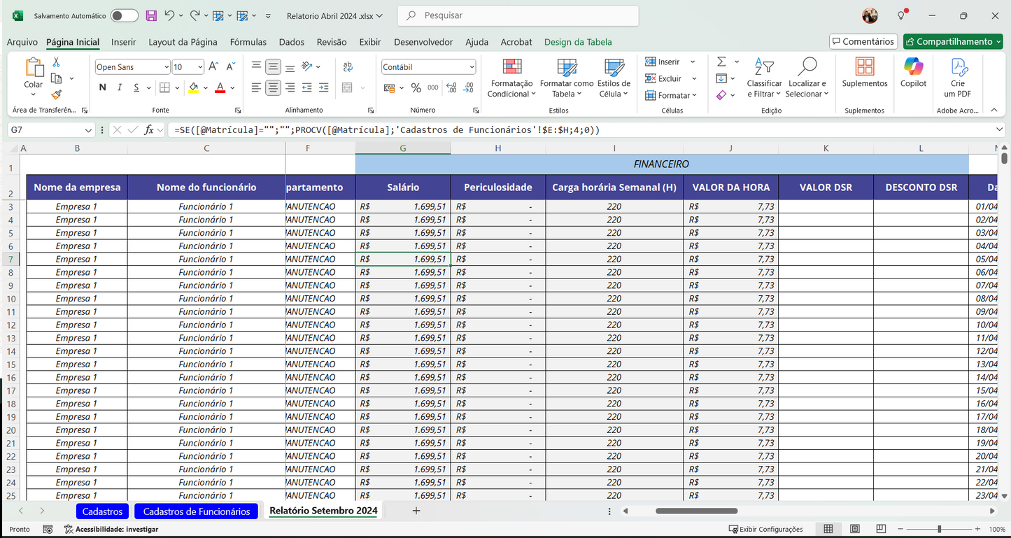 Dashboard Controle de Horas Extras 1.2 no Power BI