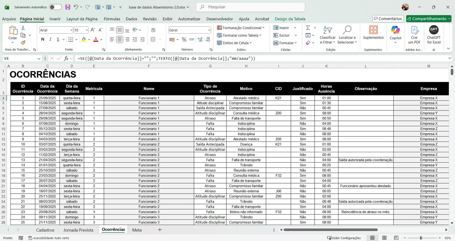 Dashboard Controle de Absenteísmo 2.1 (Power BI) — Template Profissional para RH