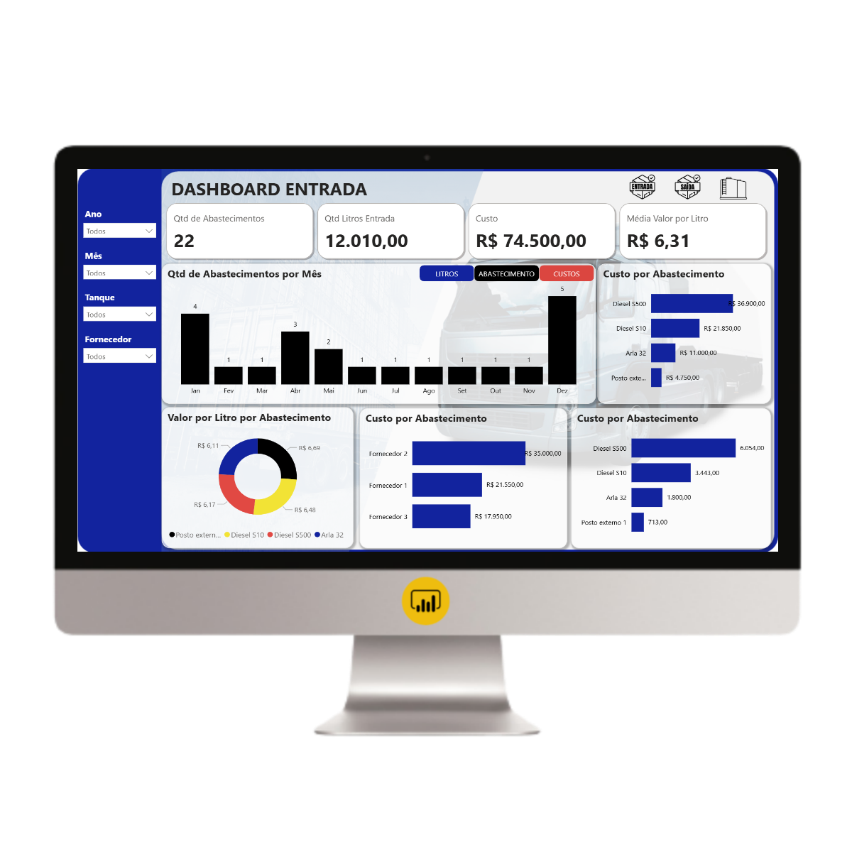 Dashboard Controle de Combustíveis 1.0 no Power BI